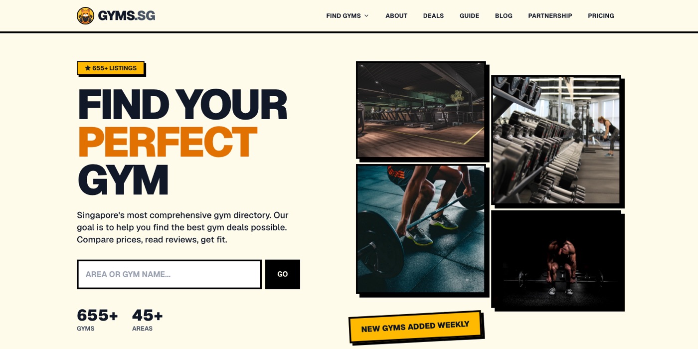 gyms.sg website